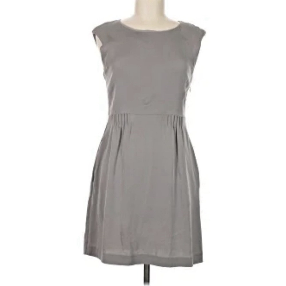 THEORY Gray silk Sleeveless Sheath classic Midi Dress Sz 4 A006465